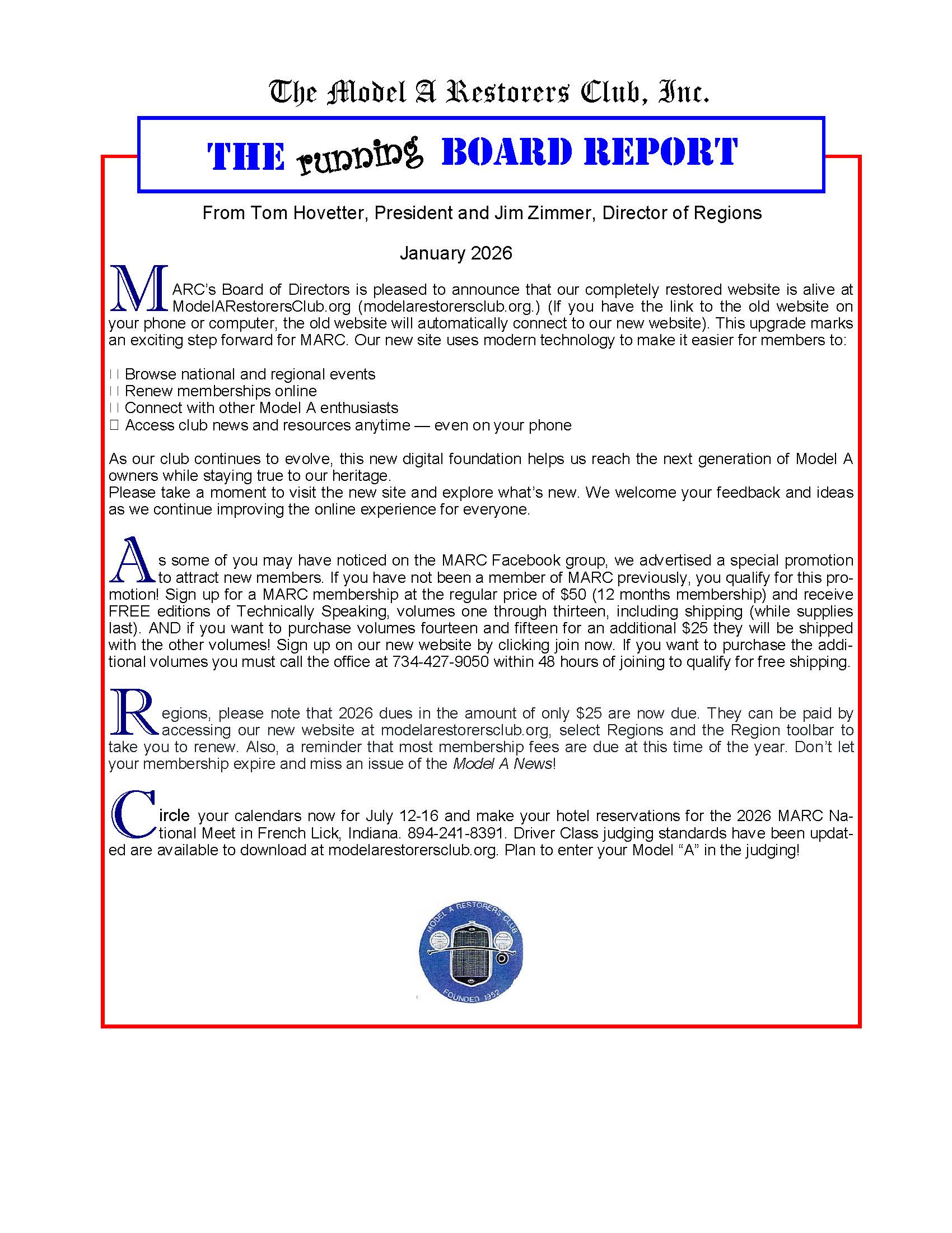 Running Board Report