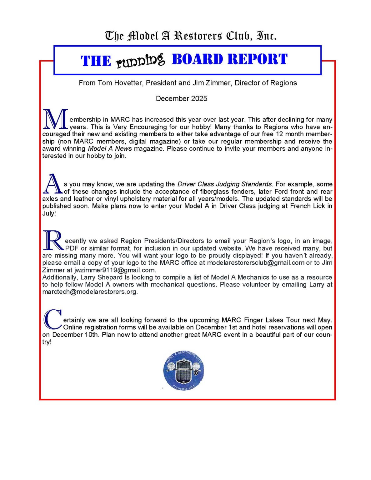The Running Board Reports - Ford Model A Restorers Club