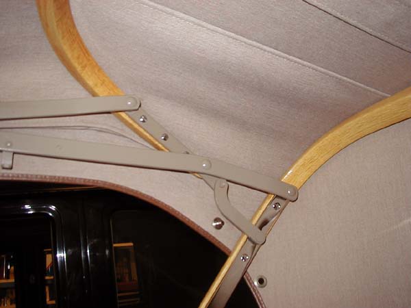 This view shows some of the detail of the original wooden bows and folding mechanism.