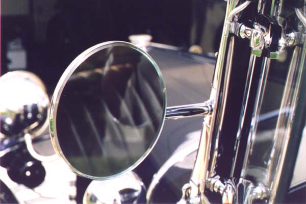 This view of the mirror shows the bevel of the mirror glass. The glass is only .117" thick, so most of the bevel is exposed.